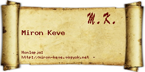 Miron Keve névjegykártya
